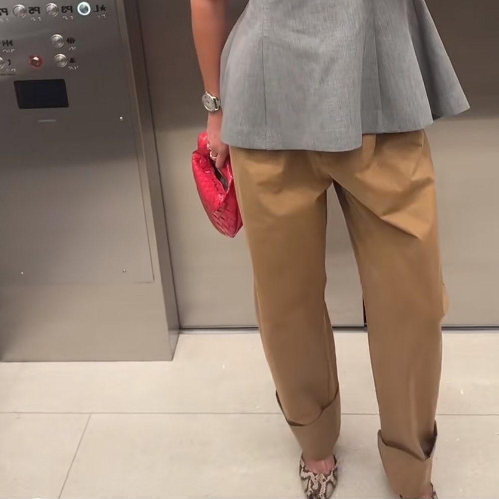 Zara Barrel Leg Cuffed Chino